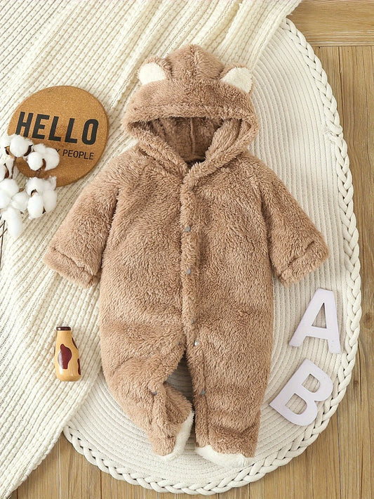 Cubby Bear Sherpa Hooded Footed Jumpsuit - Cocoa