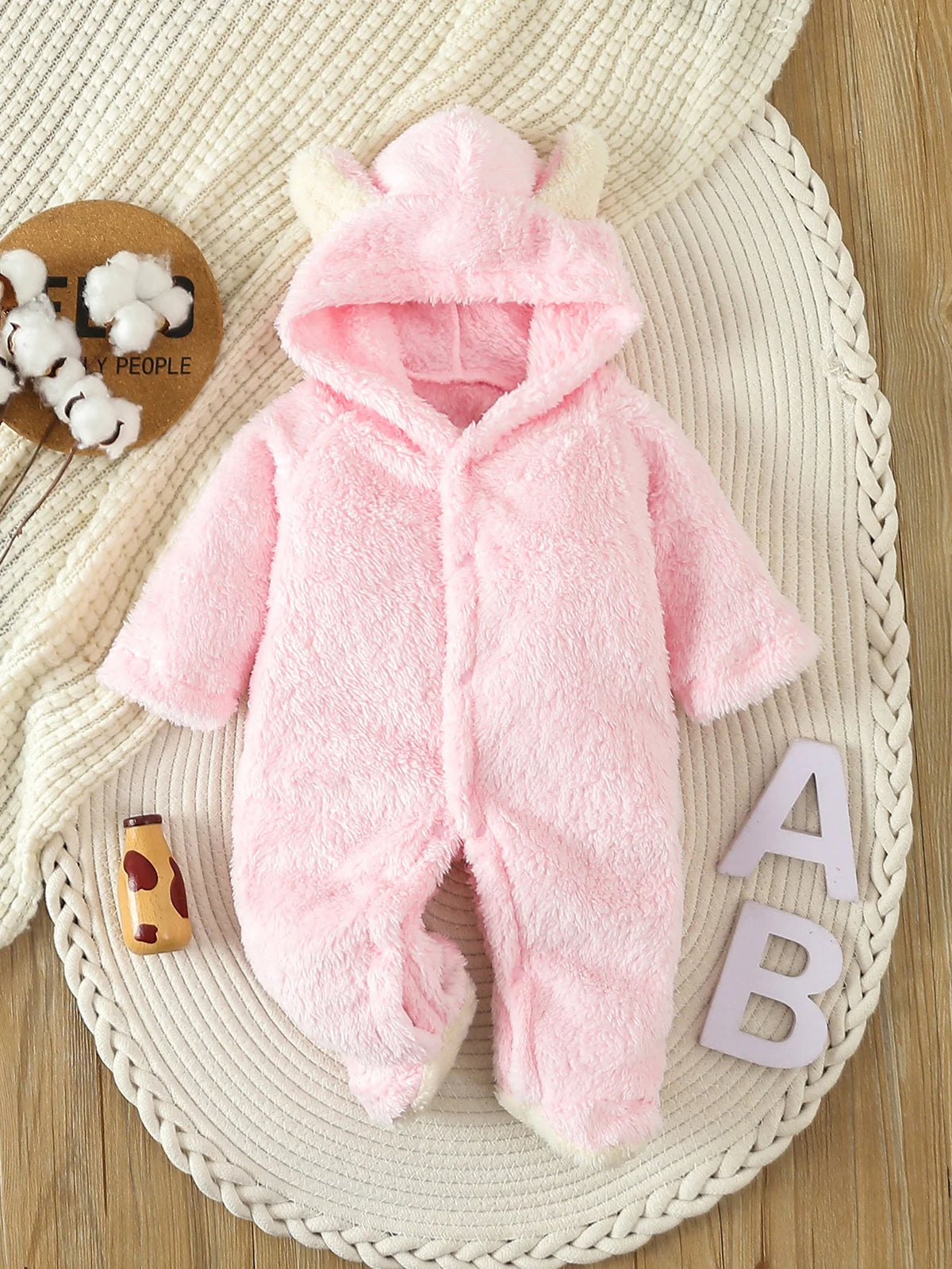 Cubby Bear Sherpa Hooded Footed Jumpsuit - Blush Pink