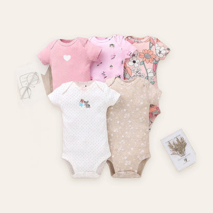 Sweet Blossom Short-Sleeve Bodysuit 5-Pack