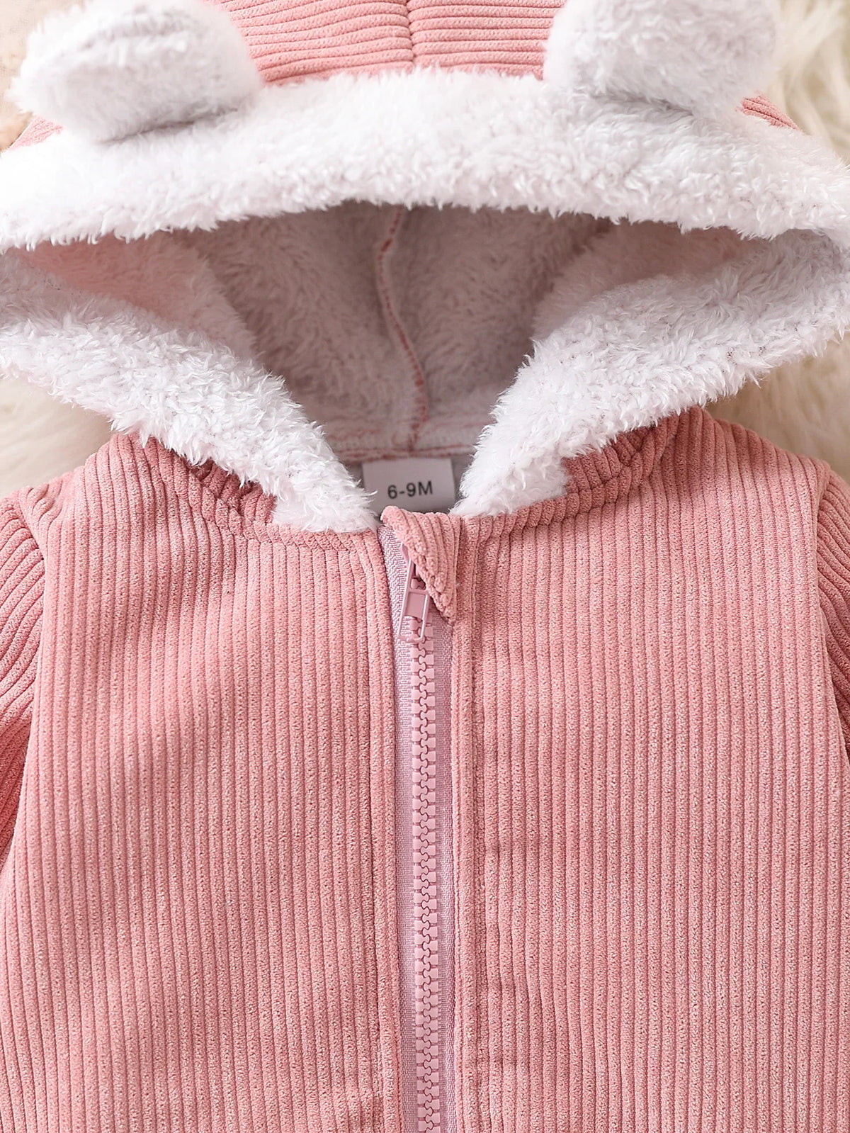 Plush-lined bear-ear hood