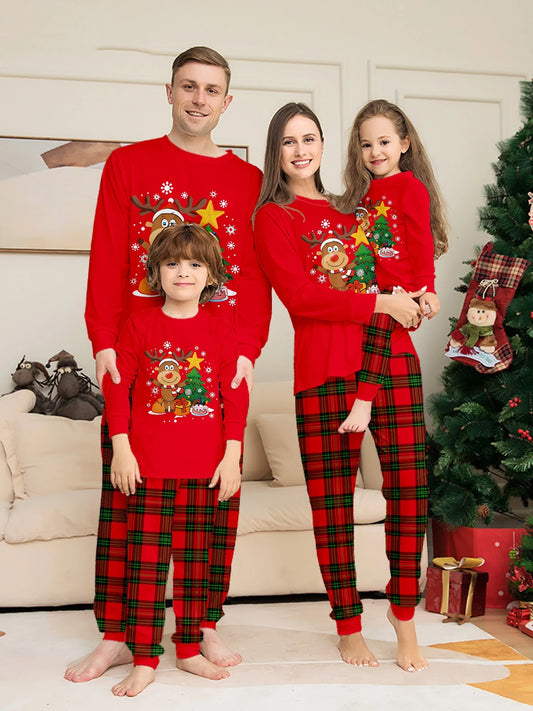 Red Reindeer Matching Family Christmas Pajamas