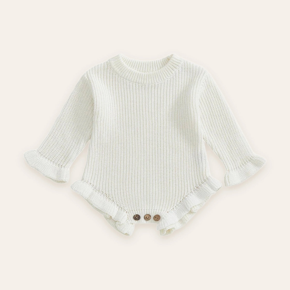 Ruffle Knit Long-Sleeve Romper