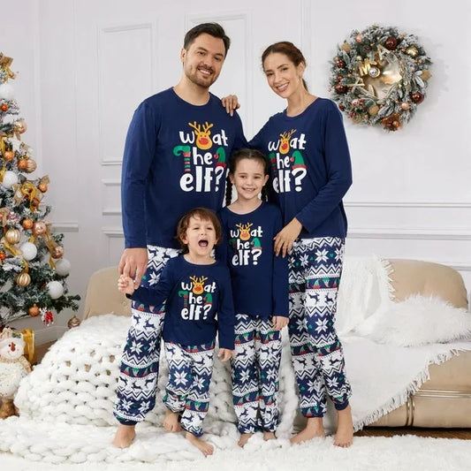 Navy & Red Holiday Matching Family Pajamas