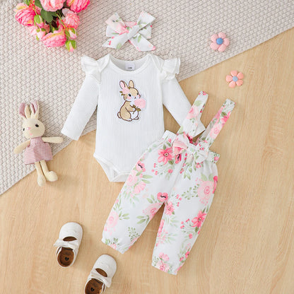 Rosy Ruffle Bodysuit & Floral Pants Set
