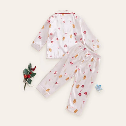 Gingerbread & Candy Cane Ruffle Girls Pajama Set
