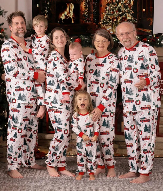 Christmas Tree Car Matching Family Pajamas