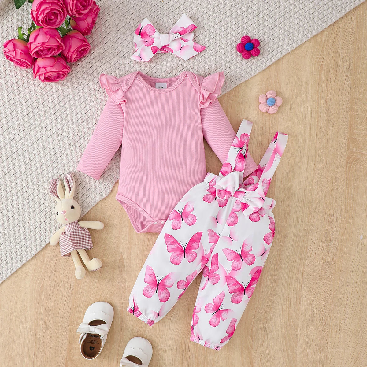 Rosy Ruffle Bodysuit & Floral Pants Set
