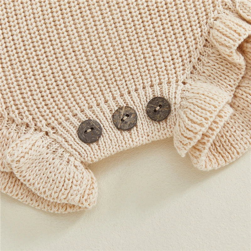 Ruffle Knit Long-Sleeve Romper