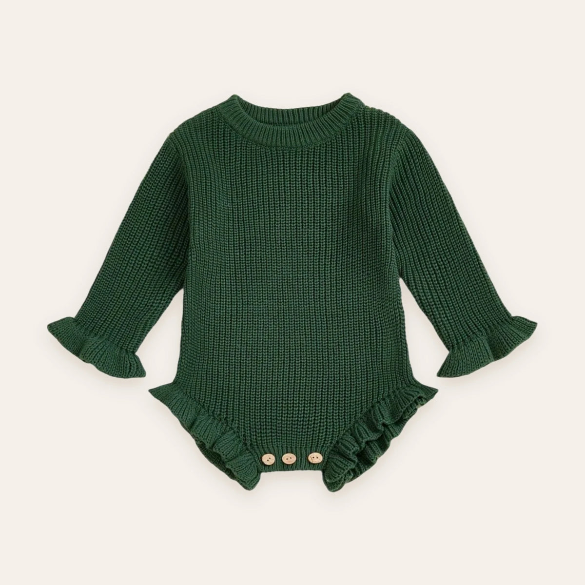 Ruffle Knit Long-Sleeve Romper