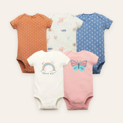 Sweet Blossom Short-Sleeve Bodysuit 5-Pack