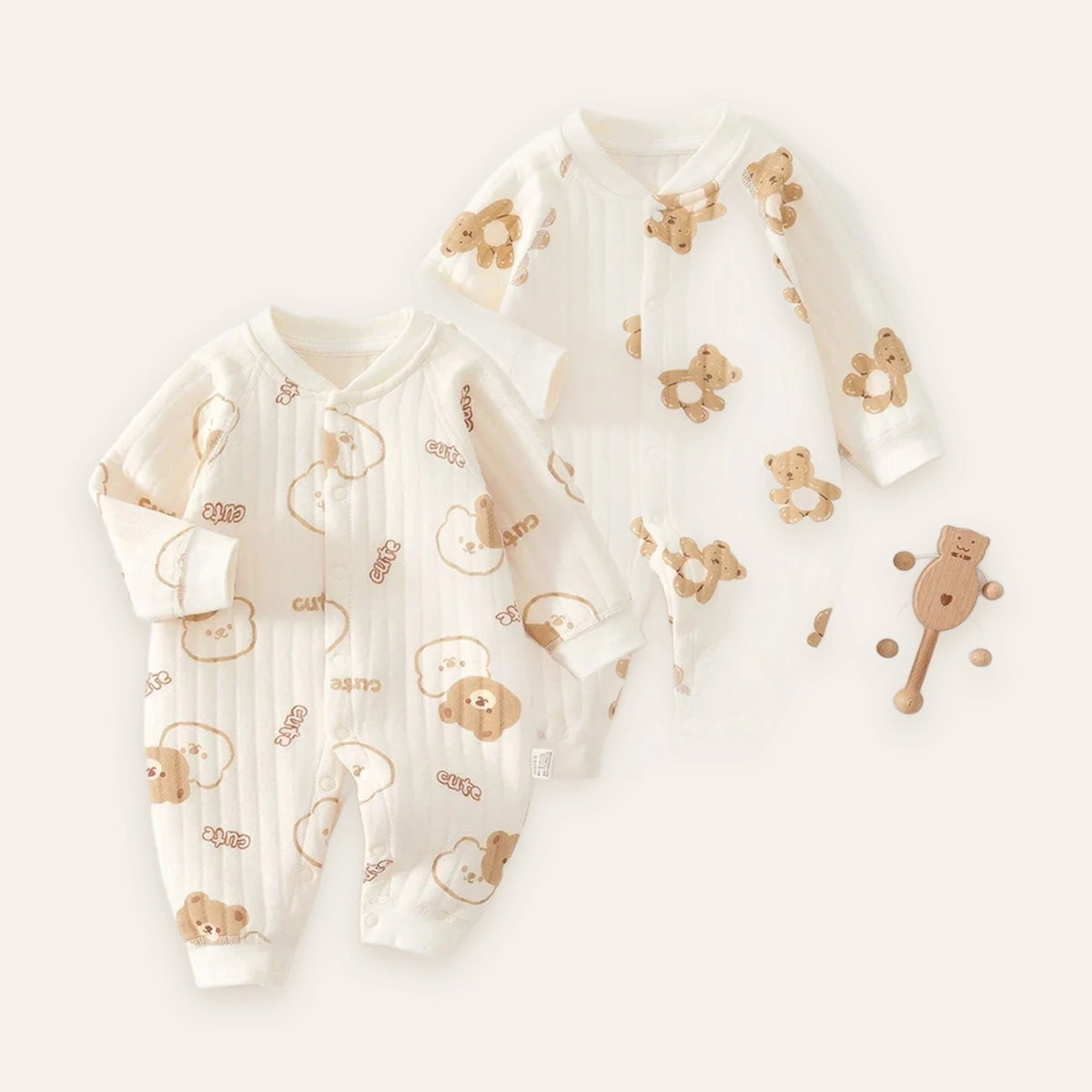 Teddy Bear Print Cotton Jumpsuit
