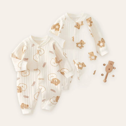 Teddy Bear Print Cotton Jumpsuit