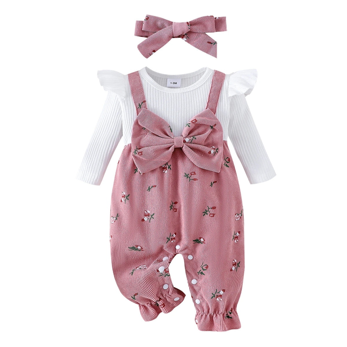Rosie 3-Piece Floral Bow Romper Set