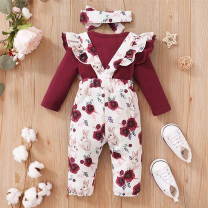 Rosy Ruffle Bodysuit & Floral Pants Set