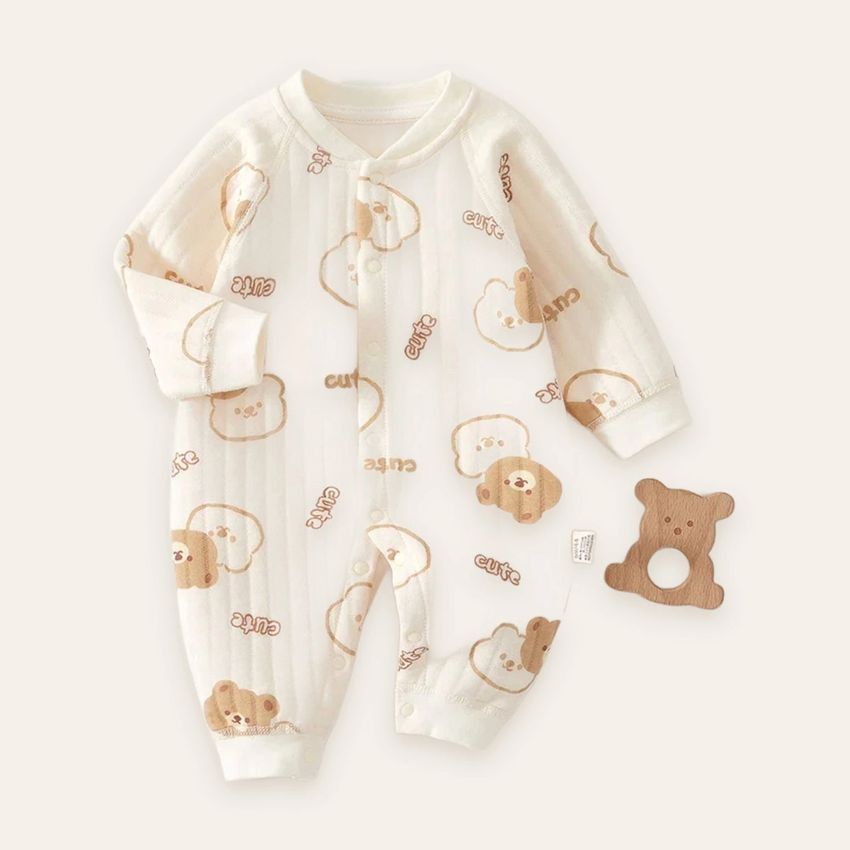 Teddy Bear Print Cotton Jumpsuit
