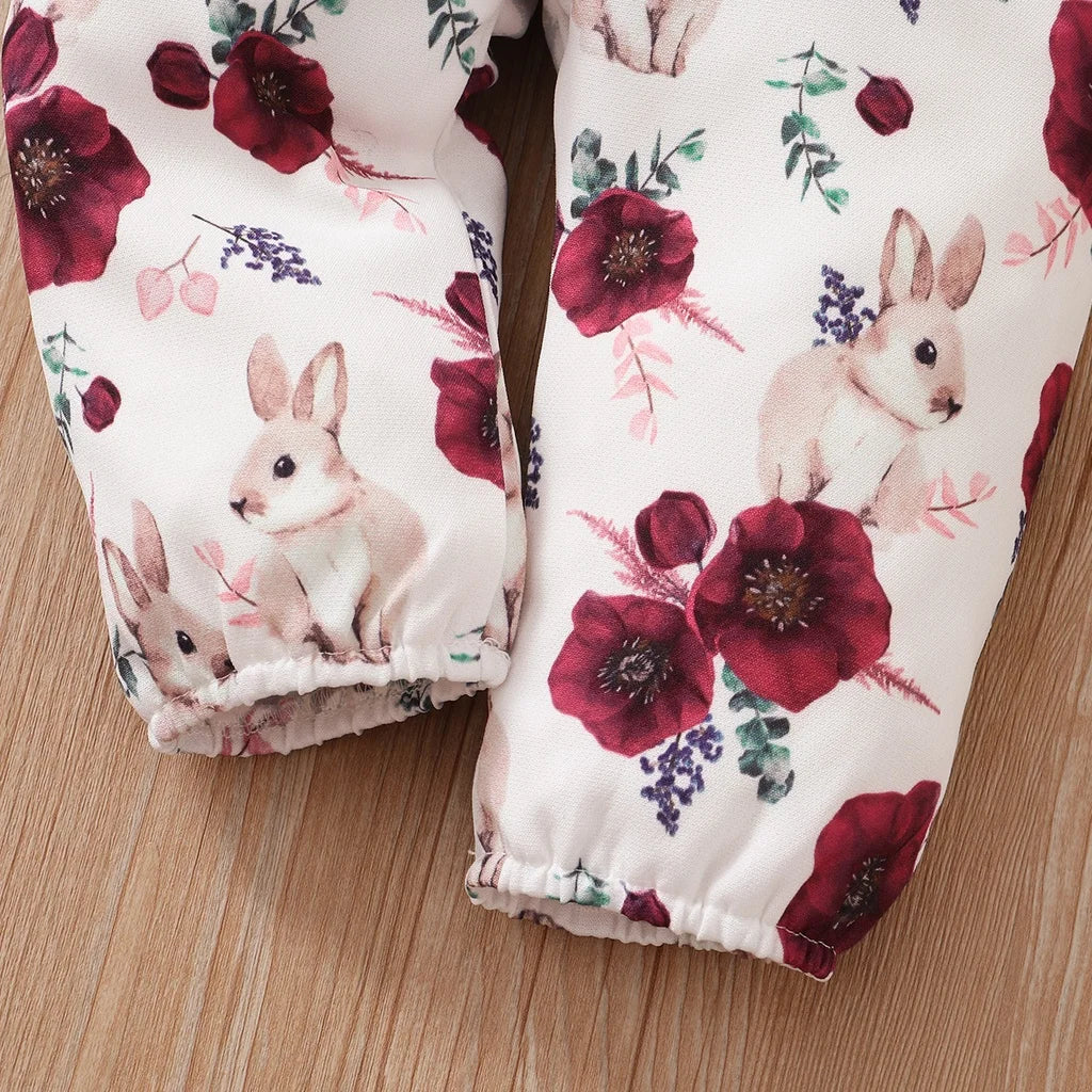 Rosy Ruffle Bodysuit & Floral Pants Set