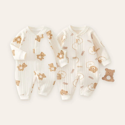 Teddy Bear Print Cotton Jumpsuit
