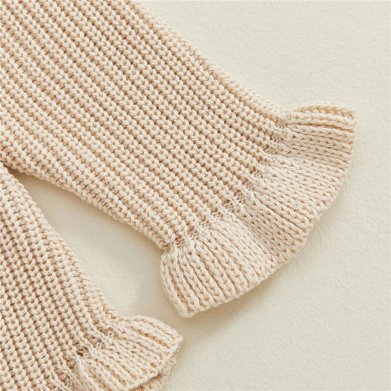Ruffle Knit Long-Sleeve Romper