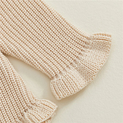 Ruffle Knit Long-Sleeve Romper