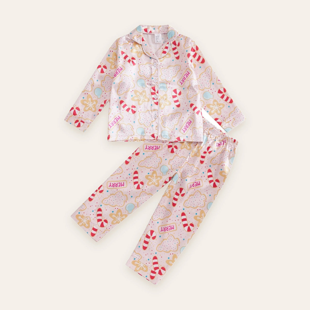 Gingerbread & Candy Cane Ruffle Girls Pajama Set