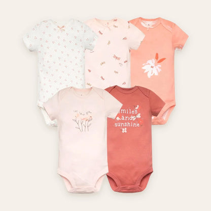 Sweet Blossom Short-Sleeve Bodysuit 5-Pack