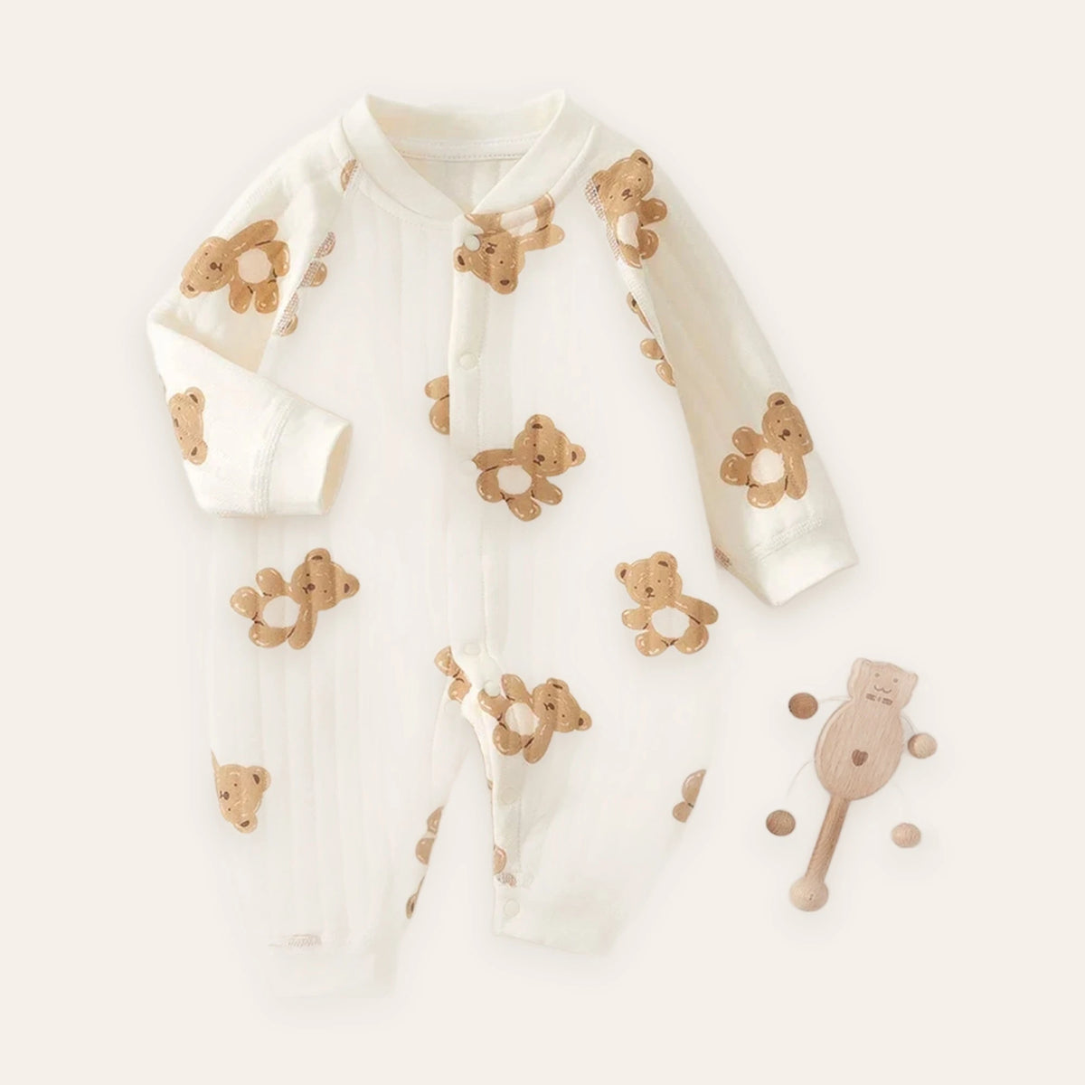 Teddy Bear Print Cotton Jumpsuit