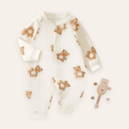 Teddy Bear Print Cotton Jumpsuit