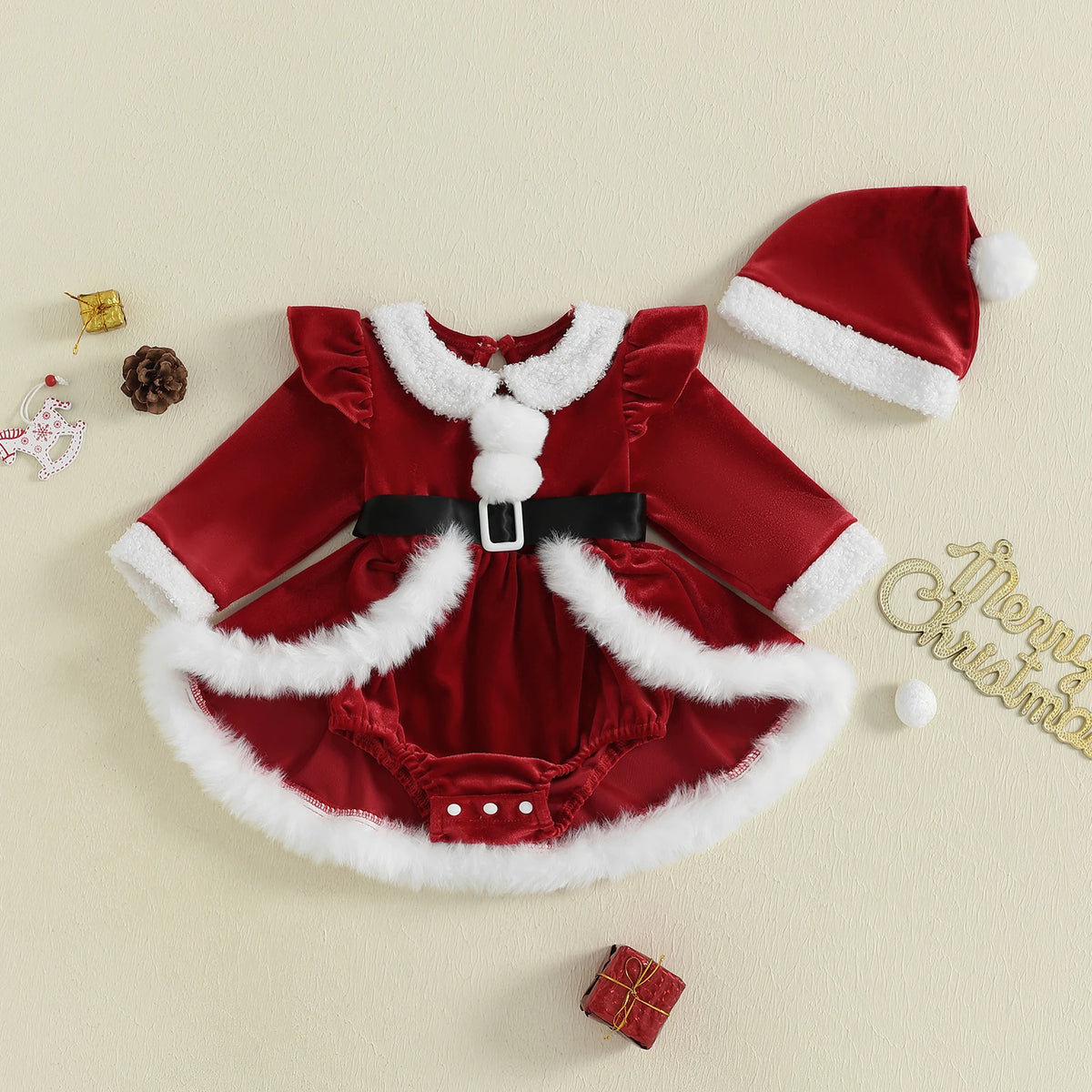 Santa Baby Plush Bodysuit Dress