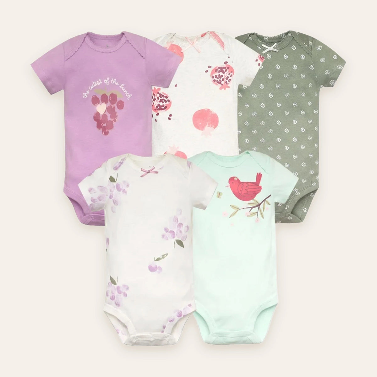 Sweet Blossom Short-Sleeve Bodysuit 5-Pack