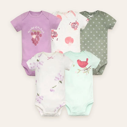 Sweet Blossom Short-Sleeve Bodysuit 5-Pack