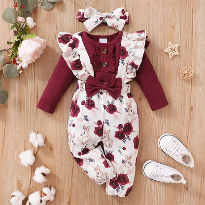 Rosy Ruffle Bodysuit & Floral Pants Set