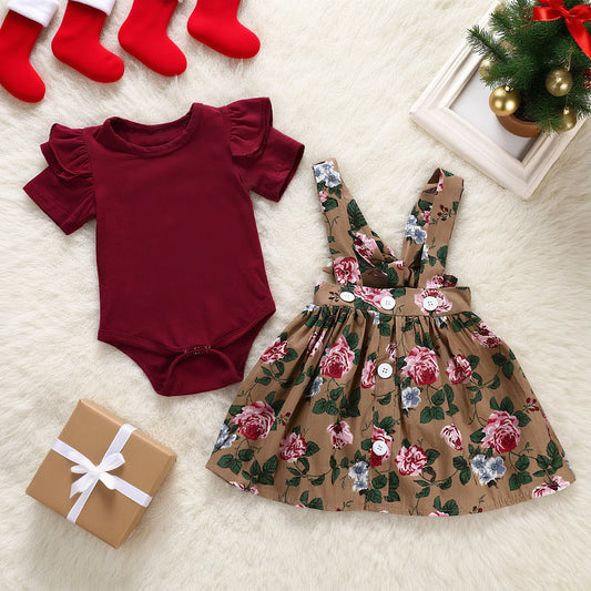 Holiday Suspender Skirt 3-Piece Set