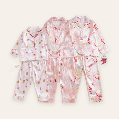 Gingerbread & Candy Cane Ruffle Girls Pajama Set