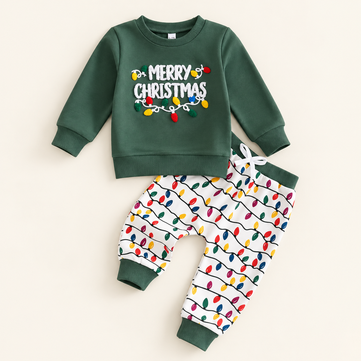 Green Merry Christmas sweatshirt and light-print joggers