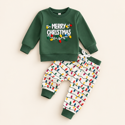 Green Merry Christmas two-piece outfit