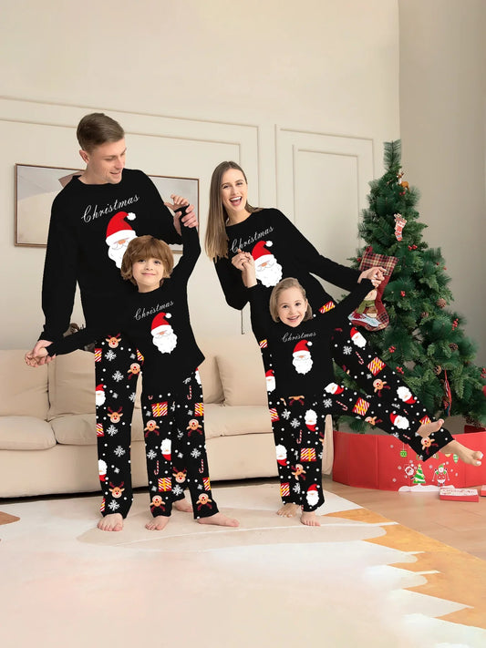 Matching family Santa pajamas black