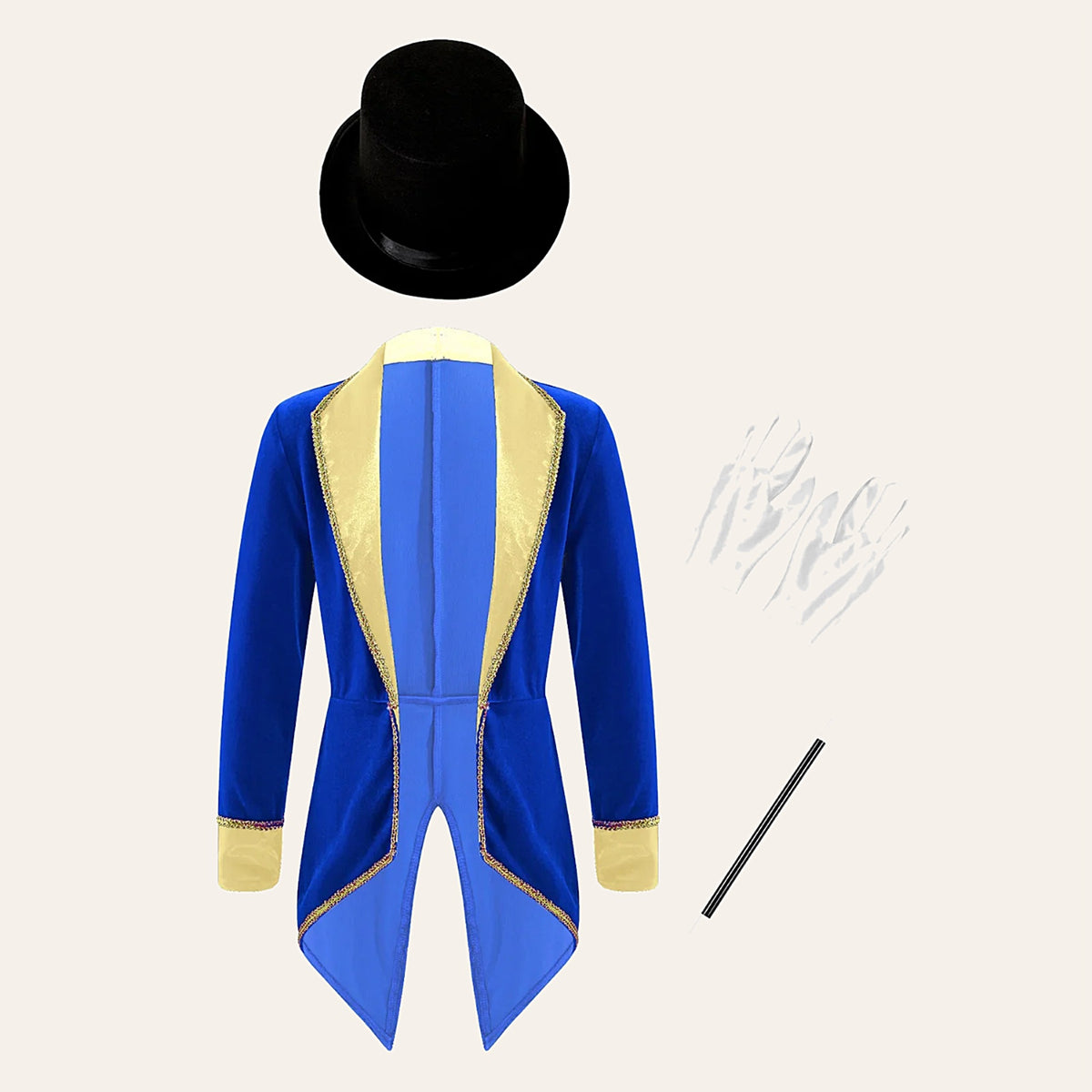 Kids royal blue velvet ringmaster costume set